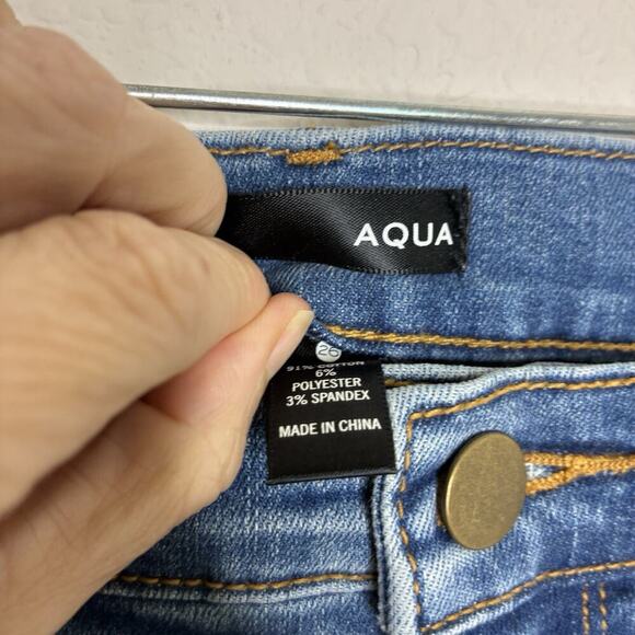 Aqua Pearl Embellished Raw Hem Skinny Jeans 26 - Picture 8 of 8